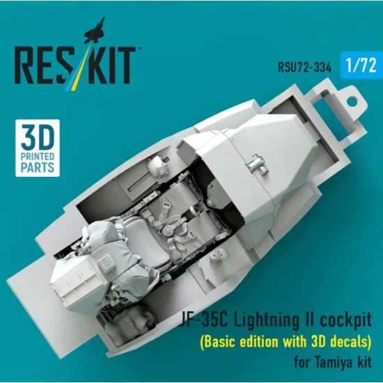 Reskit Rsu72-0334 1/72 F-35c Lightning Ii Cockpit Basic Edition With 3d Decals For Tamiya Kit 3d Printed