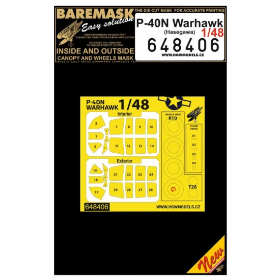 Hgw 648406 1/48 Masks For P-40n Warhawk For Hasegawa