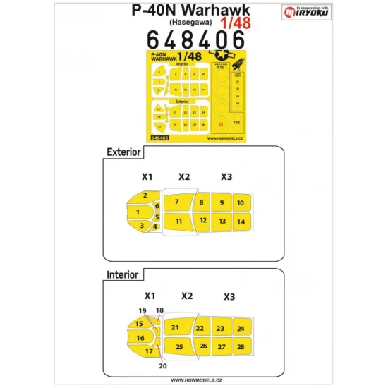 Hgw 648406 1/48 Masks For P-40n Warhawk For Hasegawa