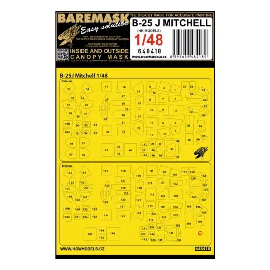 Hgw 648418 1/48 Masks For B-25 J Mitchell For Hk Models