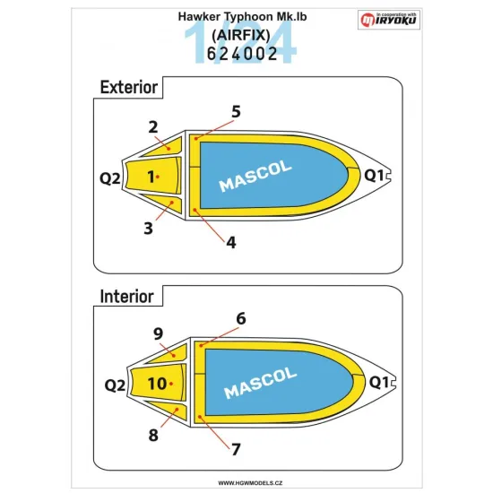 Hgw 624002 1/24 Masks For Hawker Typhoon Mkib For Airfix