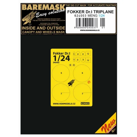 Hgw 624003 1/24 Masks For Fokker Dr.i Triplane For Meng