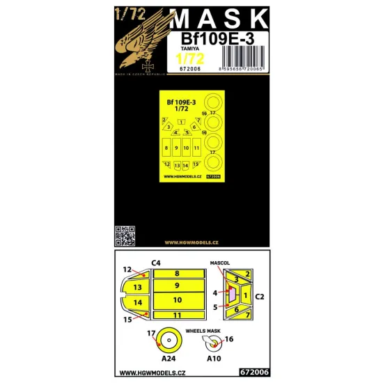 Hgw 672006 1/72 Masks For Bf 109e-3 For Tamiya