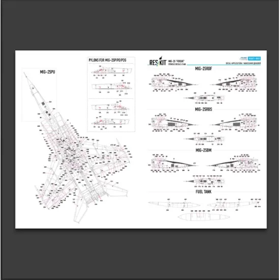 Reskit Rsb72-0001 1/72 Mig-25 Rbt Rbf Rbs Foxbat Blue 73 Blue 74 Red 17 Red 19 Ukrainian Air Forces Decals With Stencils