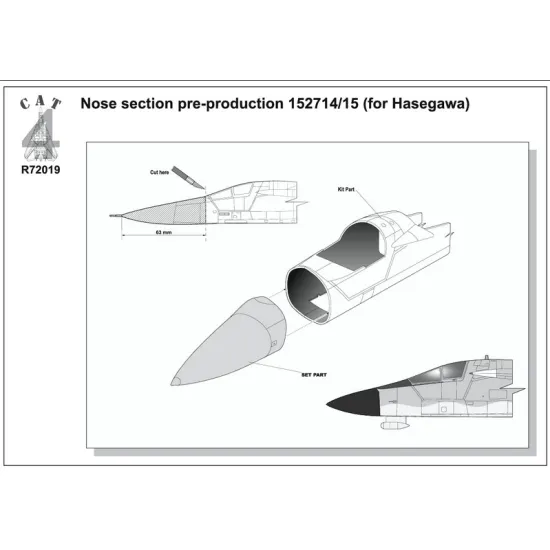 Cat4-r72019 1/72 F-111b Nose Section Pre-production 152714 15 For Hasegawa