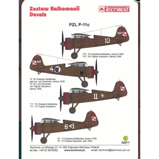 Techmod 32071 1/32 Decal For Pzl P-11c