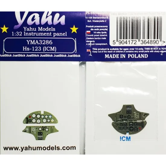 Yahu Model Yma3286 1/32 Instrument Panel For Hs-123 For Icm Accessories Kit