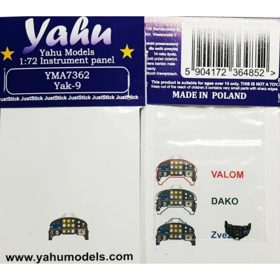 Yahu Model Yma7362 1/72 Instrument Panel For Yak-9 Accessories Kit
