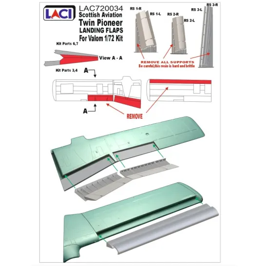 Laci 720034 1/72 Landing Flaps For Twin Pioneer Valom Kit Scottish Aviation