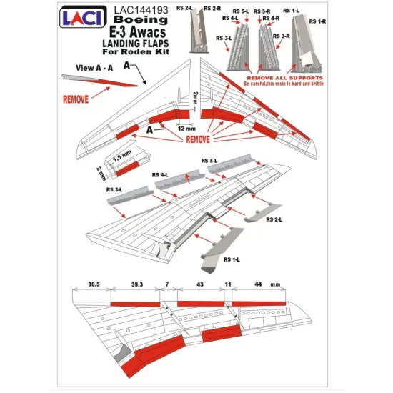 Laci 144193 1/144 Boeing E-3 Awacs Landing Flaps For Roden Kit