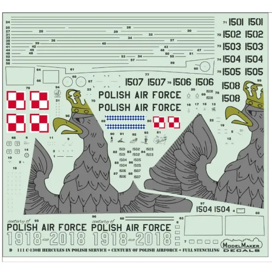 Model Maker D72111 1/72 C-130 Hercules In Polish Service Century Of Polish Air Force Full Stenciling