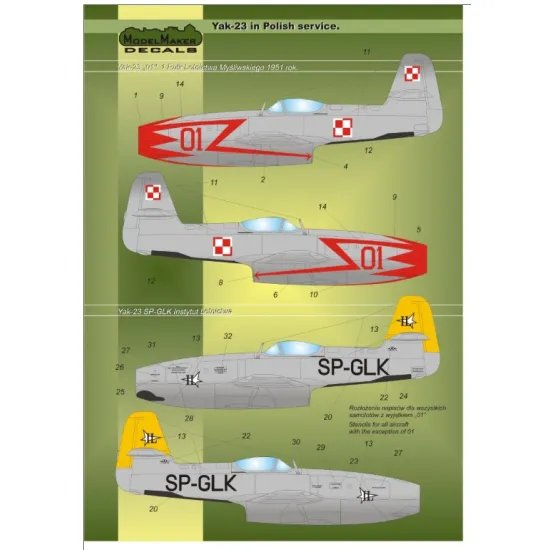 Model Maker D72019 1/72 Yak-23 In Polish Service