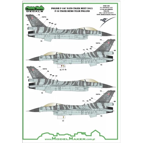 Model Maker D72061a 1/72 Polish F-16c Nato Tiger Meet 2015 - F-16 Tiger Demo Team Poland
