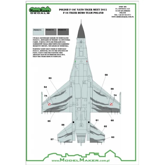 Model Maker D72061a 1/72 Polish F-16c Nato Tiger Meet 2015 - F-16 Tiger Demo Team Poland