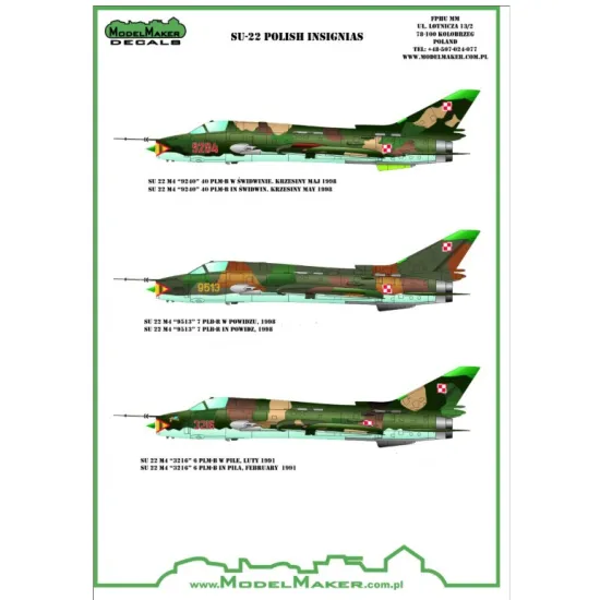 Model Maker D72082 1/72 Su-22 Polish Insignias