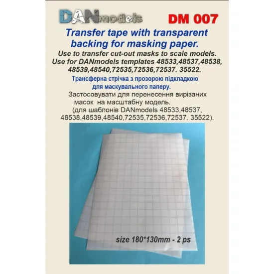 Dan Models Dan007 Transfer Tape With Transparent Backing For Masking Paper Size 180/130mm - 2prs