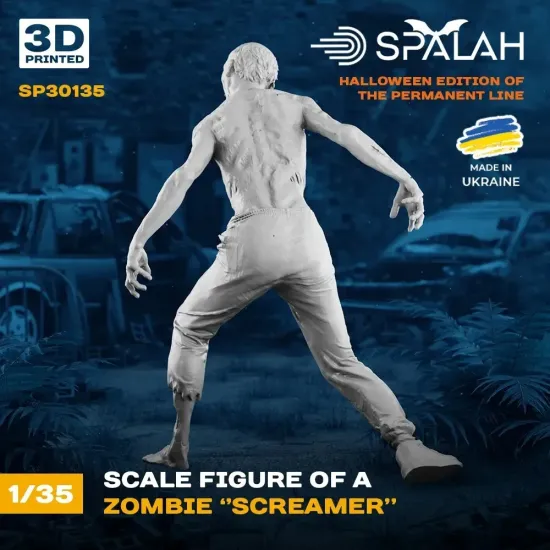 Spalah 30135 1/35 Figure Zombie Screamer 3d Printed Resin Model Kit