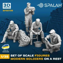Spalah 30735 1/35 Set Of Figures Modern Soldiers On A Rest 3d Printed Resin Kit