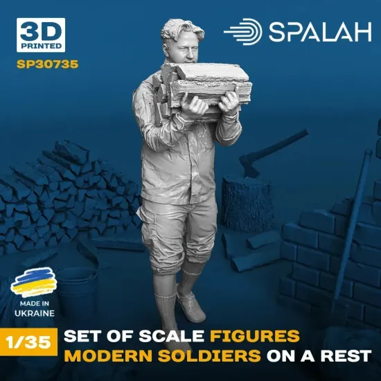Spalah 30735 1/35 Set Of Figures Modern Soldiers On A Rest 3d Printed Resin Kit