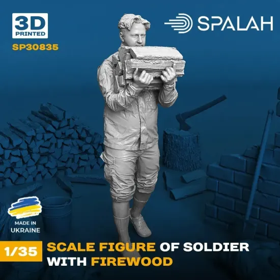 Spalah 30835 1/35 Figure Soldier With Firewood 3d Printed Resin Kit