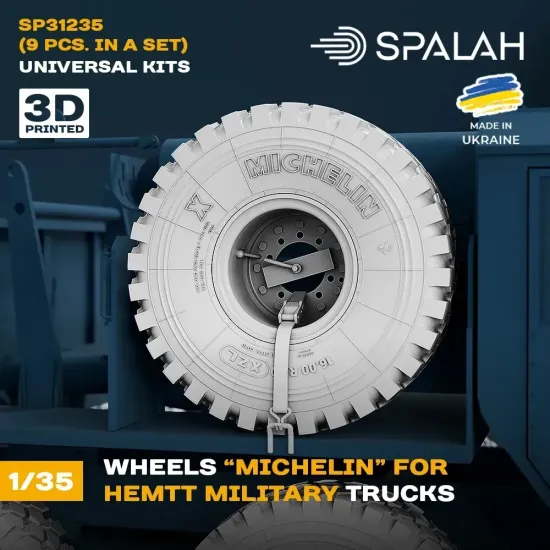 Spalah 31235 1/35 Wheels Michelin For Military Trucks Hemtt 9 Pcs 3d Resin Kit
