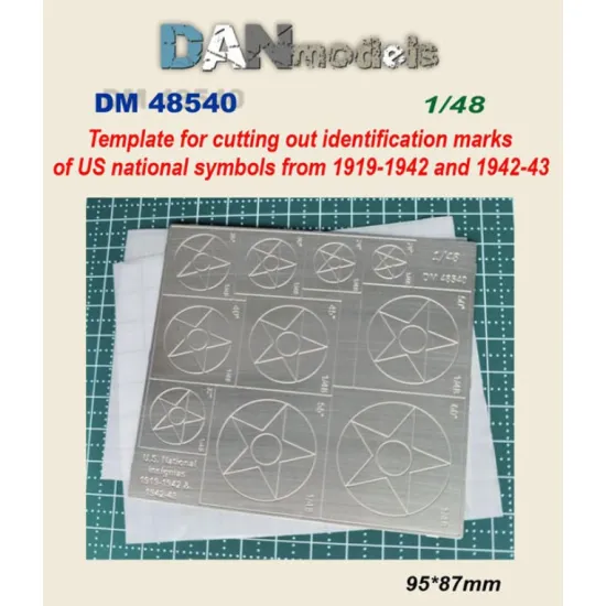 Dan Models 48540 1/48 Template For Cutting Out Identification Marks Of Us National Symbols From 1919-1942 And 1942-43 95/87mm