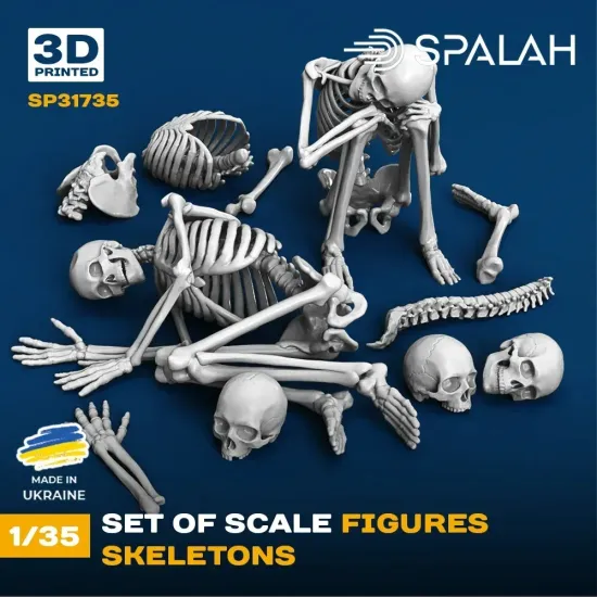 Spalah 31735 1/35 Set Of Figures Skeletons 3d Printed Resin Kit