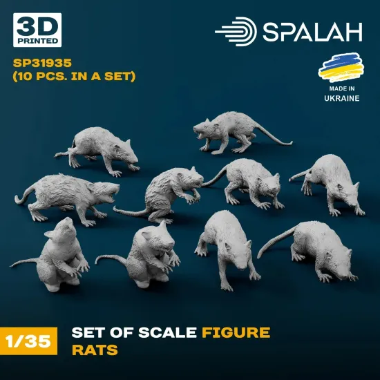 Spalah 31935 1/35 Set Of Figures Rats 3d Printed Resin Kit