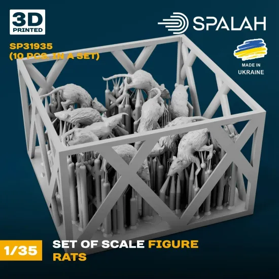 Spalah 31935 1/35 Set Of Figures Rats 3d Printed Resin Kit