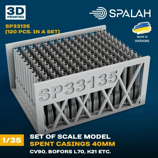 Spalah 33135 1/35 Spent Casings 40mm Cv90 Bofors L70 K21 120 Pcs Resin Model Kit