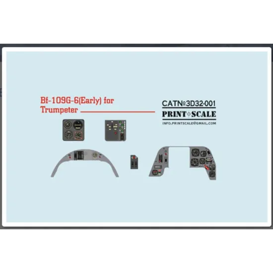 Print Scale Prs3d32-001 1/32 Bf-109g-6 Early For Trumpeter Resin Detail