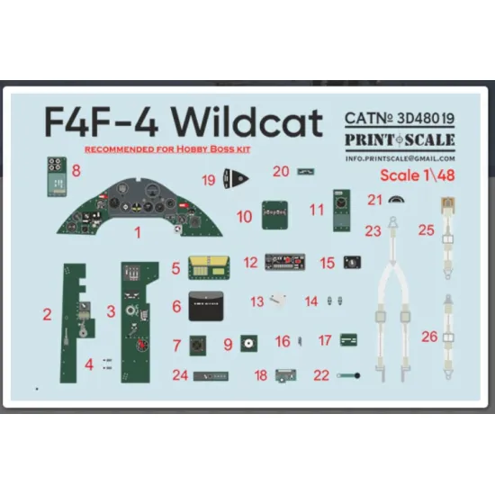 Print Scale Prs3d48-019 1/48 F4f-4 Wildcat Accessories Kit