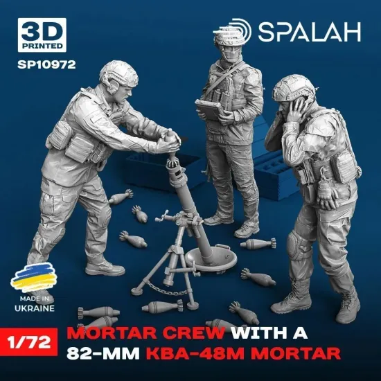 Spalah 10972 1/72 Ukranian Mortar Crew With A 82-mm Kba-48m Mortar Resin Kit