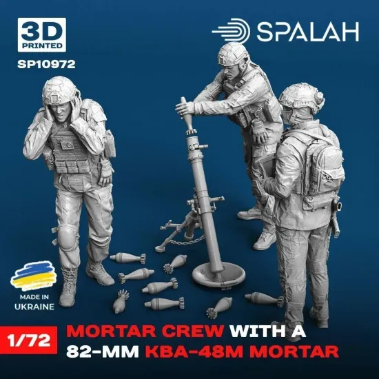 Spalah 10972 1/72 Ukranian Mortar Crew With A 82-mm Kba-48m Mortar Resin Kit