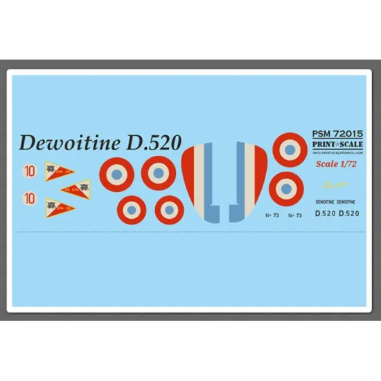 Print Scale Psm72015 1/72 Dewoitine D 520 Mask Decal W