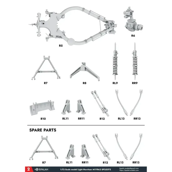 Spalah 25372 1/72 American Towed Light Howitzer M119a2 3d Printed Resin Kit