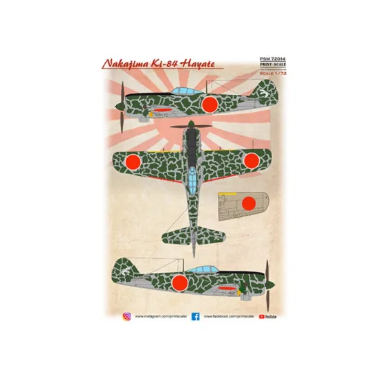 Print Scale Psm72014 1/72 Nakajima Ki-84 Hayate Mask Decal