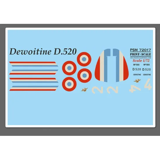 Print Scale Psm72017 1/72 Dewoitine D.520 Mask Decal