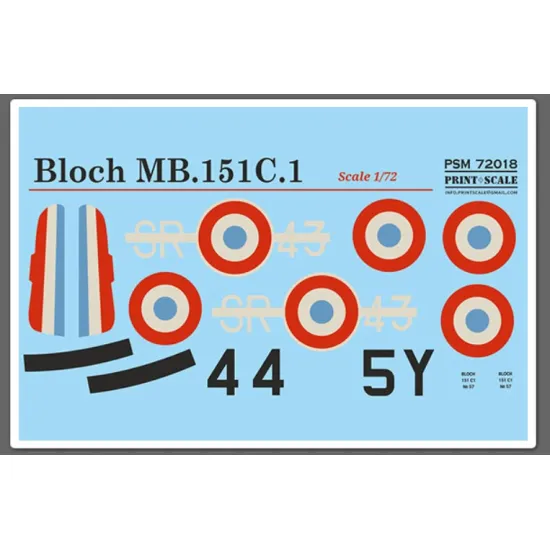 Print Scale Psm72018 1/72 Bloch Mb 151/152 Mask Decal