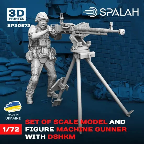 Spalah 30572 1/72 Machine Gunner With Dshkm Machine Gun 3d Printed Resin Kit