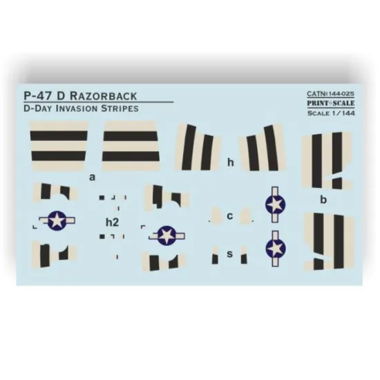 Print Scale Prs144-025 1/144 P-47d Razorback. D-day Invasion Stripes Decal For Aircraft