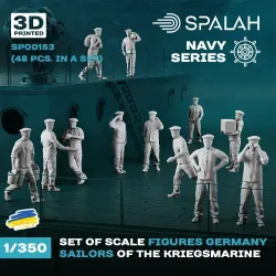 Spalah 00153 1/350 Set Of Figures German Kriegsmarine Sailors 48 Pcs 3d Printed