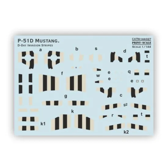 Print Scale Prs144-027 1/144 P-451d Mustang D-day Invasion Stripes Decal For Aircraft