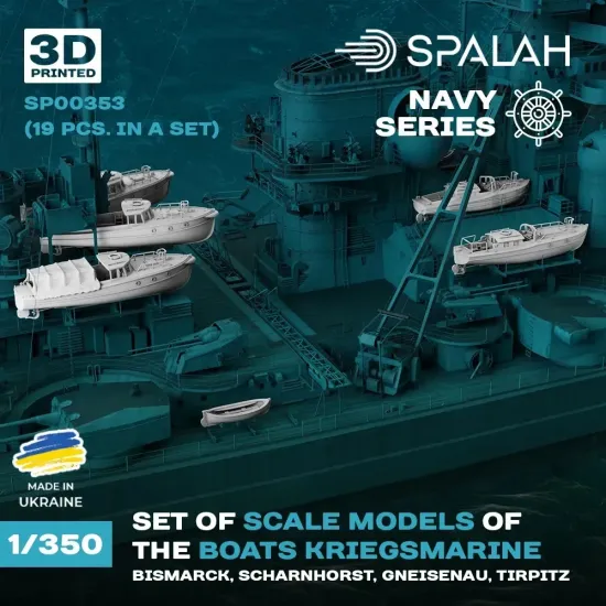 Spalah 00353 1/350 Boats For Kriegsmarine Bismarck Scharnhorst Gneisenau Tirpitz 19 Pcs