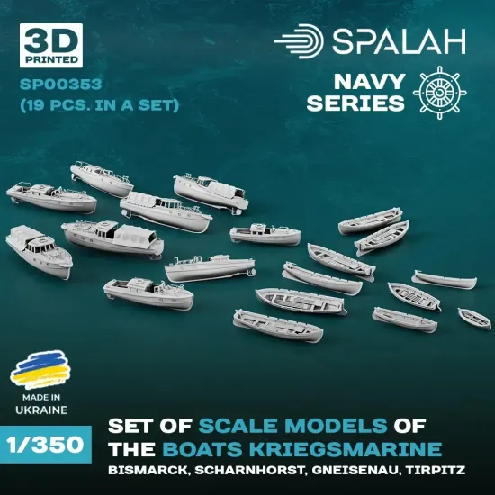 Spalah 00353 1/350 Boats For Kriegsmarine Bismarck Scharnhorst Gneisenau Tirpitz 19 Pcs