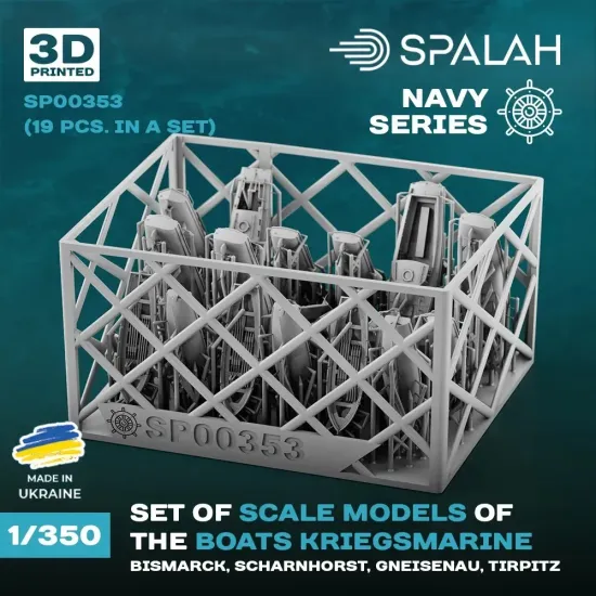 Spalah 00353 1/350 Boats For Kriegsmarine Bismarck Scharnhorst Gneisenau Tirpitz 19 Pcs