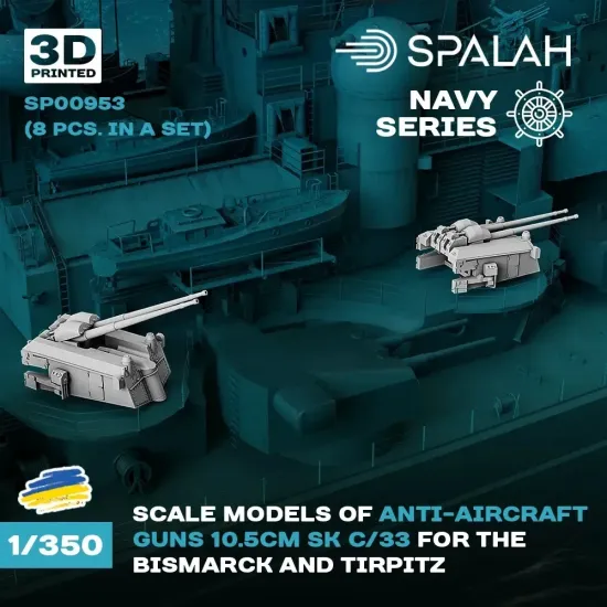 Spalah 00953 1/350 Anti-aircraft Guns 10.5cm Sk C/33 For The Bismarck And Tirpitz 8 Pcs