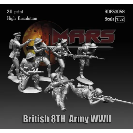 Mars Figures 3dp32058 1/32 British 8th Army Wwii 3d Print High Resolution