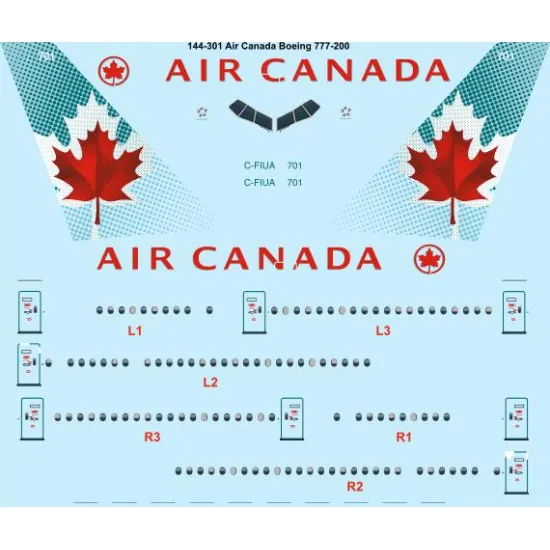 26decals 144-301 1/144 Air Canada Boeing 777-200 Laser Decal