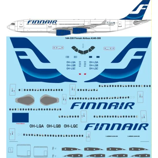 26decals 144-339 1/144 Finnair Airbus A340-300 Laser Decal
